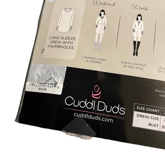 Cuddl Duds Long Sleeve Crew with Thumbholes, Waffle Knit, Size S, NIP - Picture 7 of 7